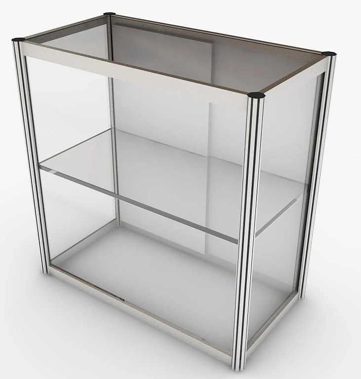 Balcão vitrine de 1,00m x 0,50m x 1,05m.