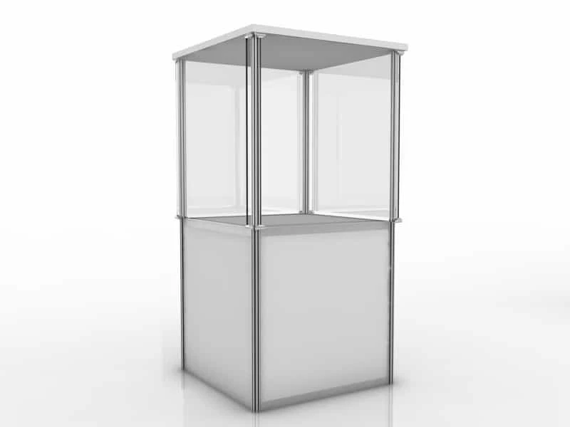 Vitrine 1,00m x 1,00m x 2,20m de altura.
